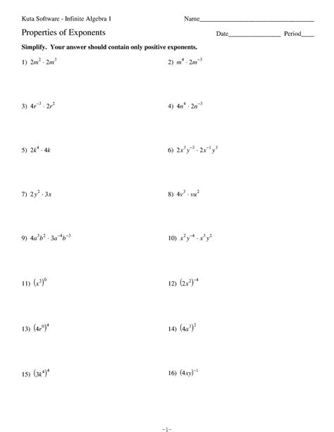 6 Equations with. . Simplifying expressions with exponents worksheet kuta